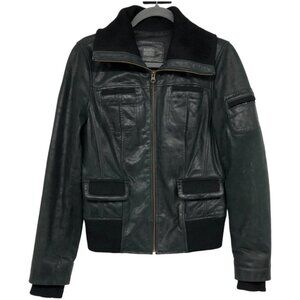 Nordstrom's Make + Model Black Leather Bomber Jacket size M